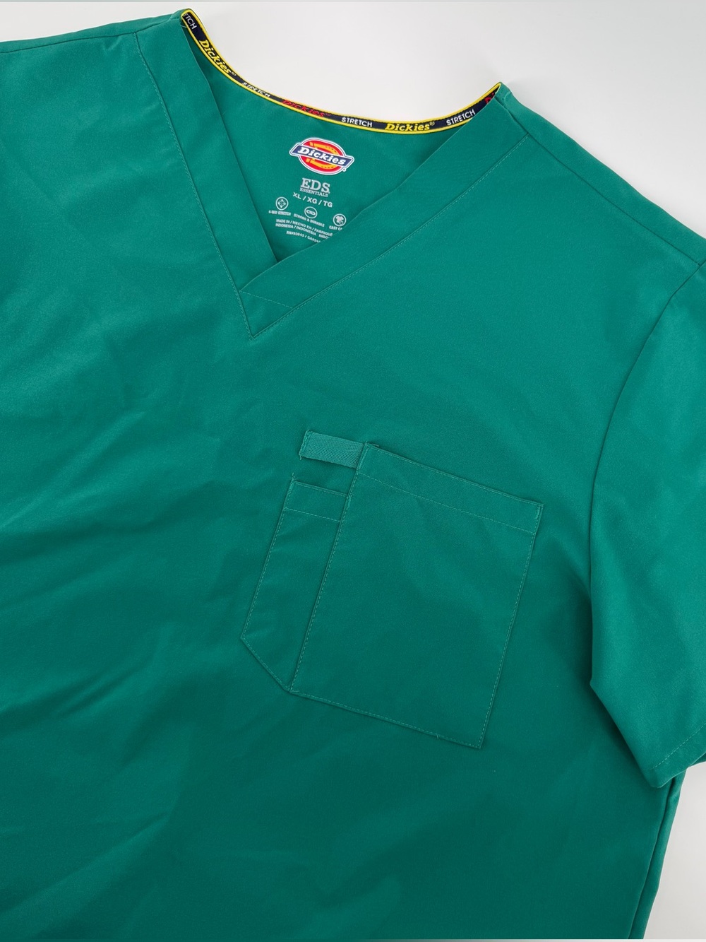Dickies EDS Essentials Men’s Scrub Top XL Hunter Green V-Neck Pocket Healthcare